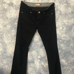 Paige Laurel Canyon Dark Wash Flared Blue Jeans w/ Floral Decals Size 28